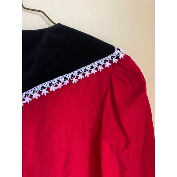 Vintage Sarah Foo By Sarah Kent Girls Dress USA Prairie Princess Red Blue 12 - Picture 3 of 4